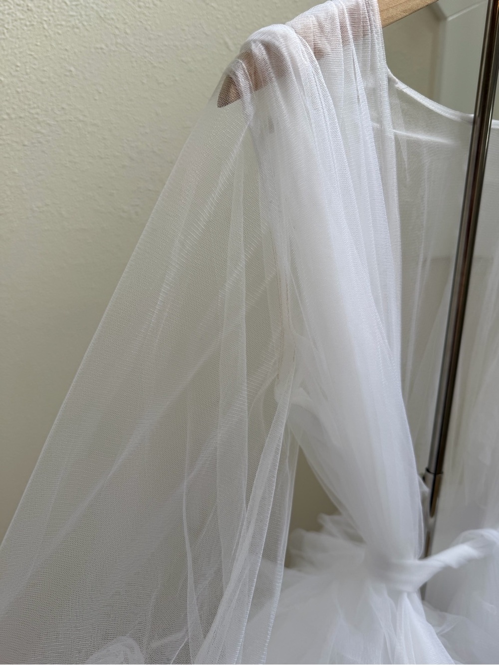 Sheer White Tulle Ruffled Robe - Picture 4 of 5